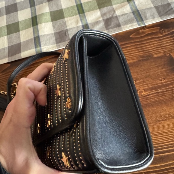 Tory Burch Fleming Black and Gold Star-Studded Women's Bag - Picture 3 of 5